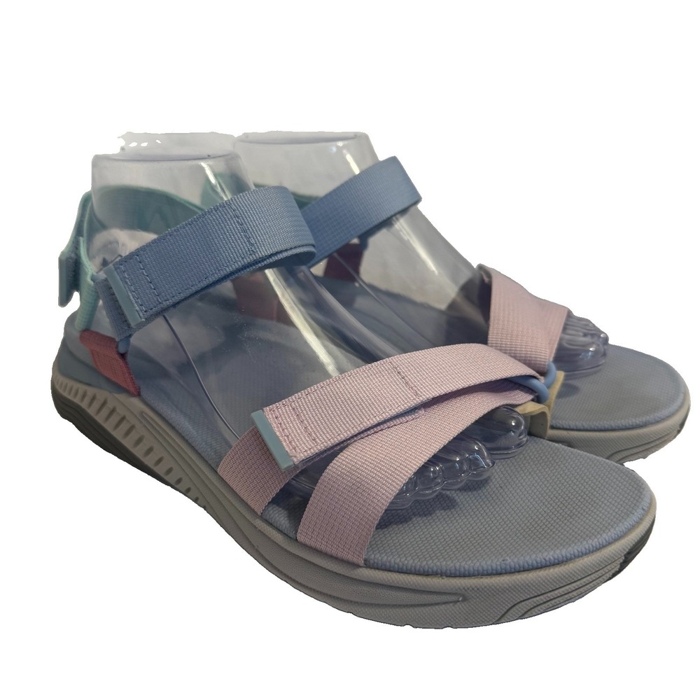 Dansko Racquel Wedge Sandals Womens Sz 40 US 9.5 Sky Webbing Strappy Shoe Comfy